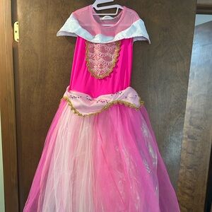Disney Sleeping Beauty Pink Princess Dress with Gold Accents